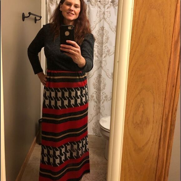 Vintage mod style 70’s maxi dress size small union made abstract - Picture 11 of 12